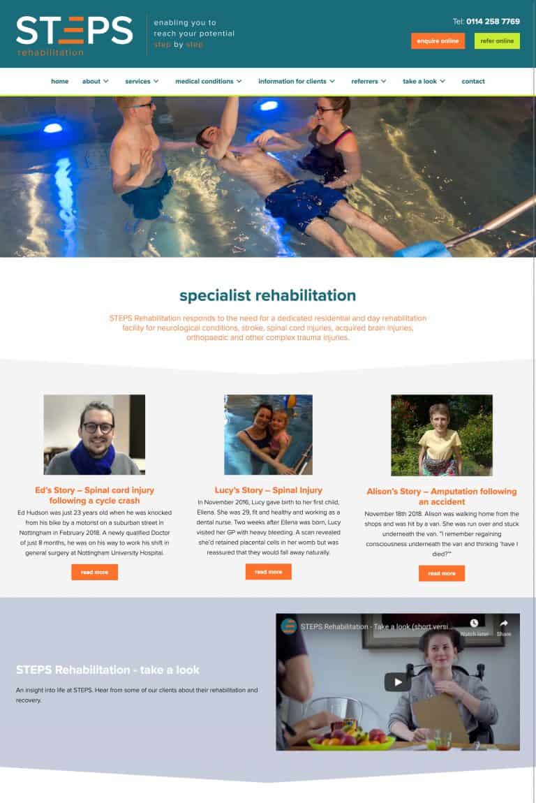 Steps website homepage