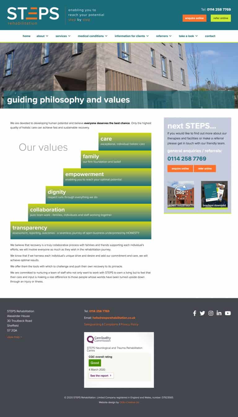 website values feature page